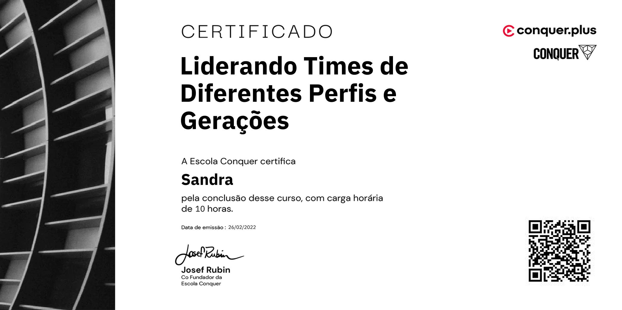 Certificado de Liderando Times de Diferentes Perfis e Gerações